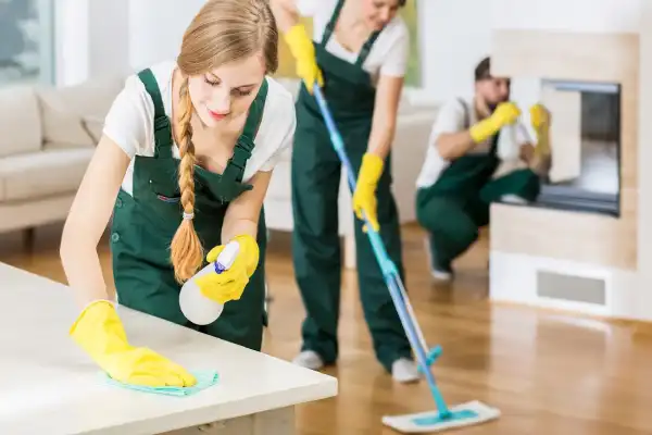 girls cleaning the house